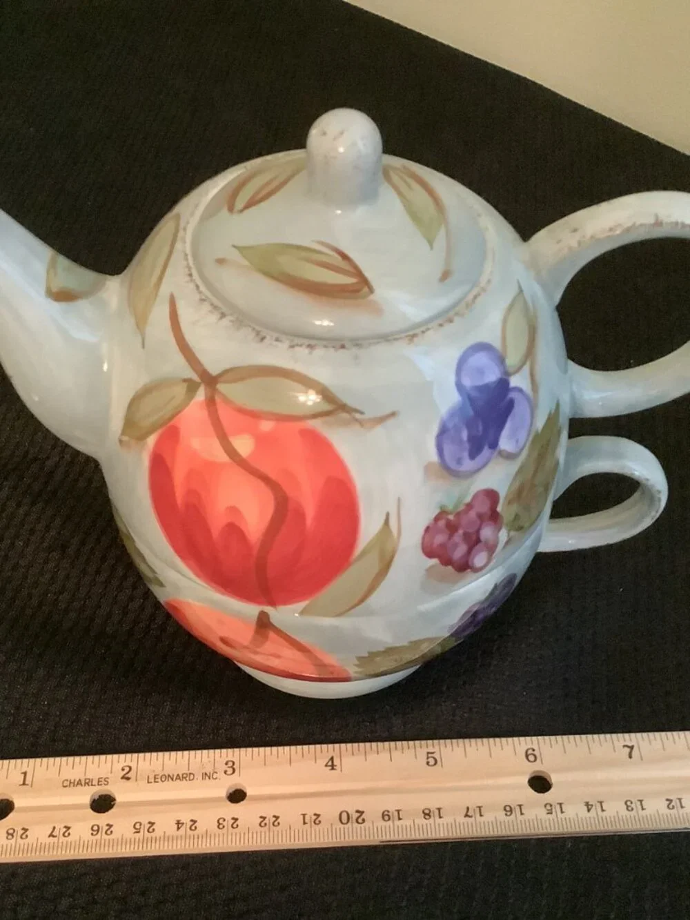 Set of Two TEA FOR ONE  Floral & Fruit Teapot & Cup Sets